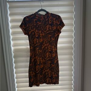 Urban Outfitters Paisley Mini Dress - Orange and Black
